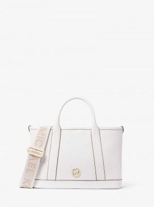 Michael Kors Luisa Small Pebbled Leather Białe | SN-MK27342