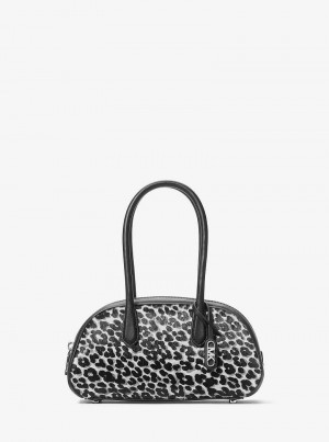 Michael Kors Lulu Small Leopard Print Calf Hair Czarne | SN-MK27288