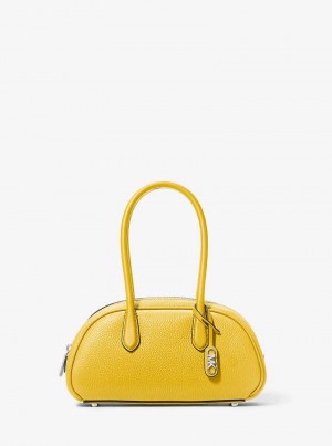 Michael Kors Lulu Small Pebbled Leather Żółte | SN-MK27290