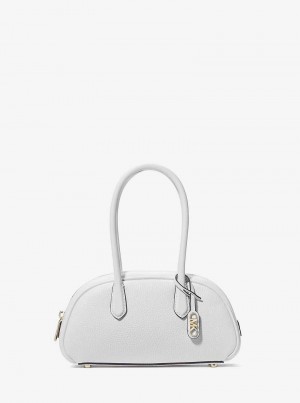 Michael Kors Lulu Small Pebbled Leather Białe | SN-MK27376
