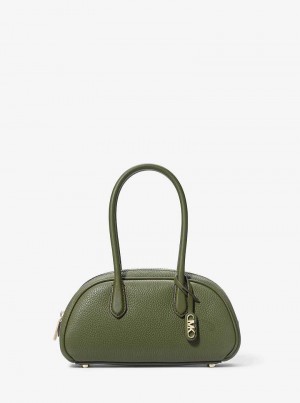 Michael Kors Lulu Small Pebbled Leather Oliwkowe | SN-MK27377