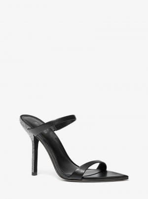 Michael Kors Lyssa Embellished Leather Czarne | SN-MK27534
