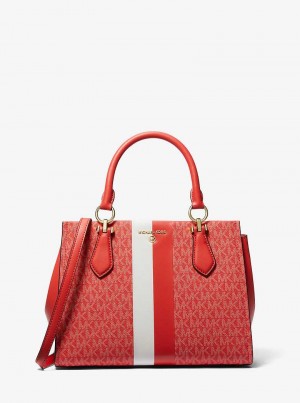 Michael Kors Marilyn Medium Logo Stripe Koralowe Kolorowe | SN-MK27324