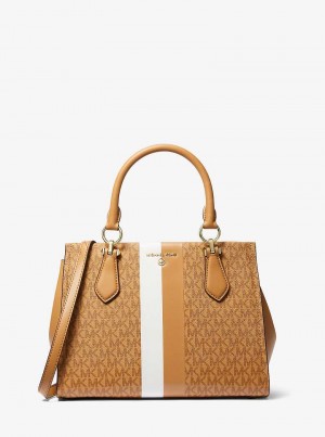 Michael Kors Marilyn Medium Logo Stripe Brązowe | SN-MK27325