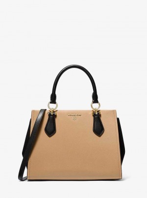 Michael Kors Marilyn Medium Two-Tone Saffiano Leather Czarne Brązowe | SN-MK27365