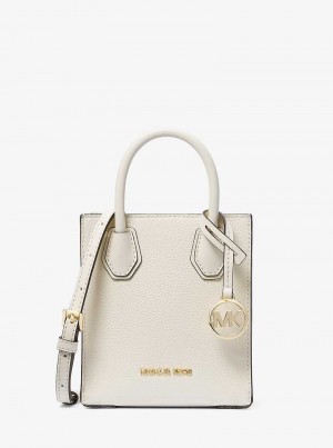 Michael Kors Mercer Extra-Small Pebbled Leather Kremowe | SN-MK26871