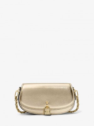 Michael Kors Mila Small Metallic Leather Złote | SN-MK27053