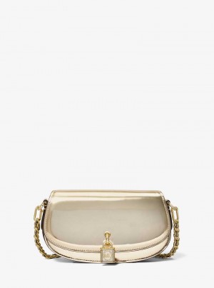 Michael Kors Mila Small Metallic Leather Złote | SN-MK27067