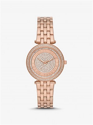 Michael Kors Mini Darci Pavé Rose Gold-Tone Watch Różowe Złote | SN-MK28356