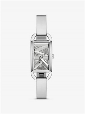 Michael Kors Mini Empire Pavé Silver-Tone Bangle Watch Srebrne | SN-MK28306