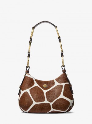 Michael Kors Mini Giraffe Print Calf Hair Brązowe Białe | SN-MK27079
