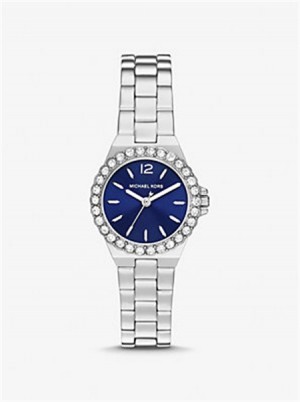 Michael Kors Mini Lennox Pavé Silver-Tone Watch Srebrne | SN-MK28386