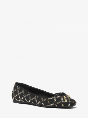 Michael Kors Nori Embellished Faux Suede Czarne Złote | SN-MK27708