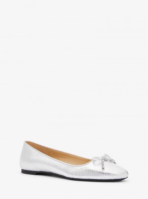 Michael Kors Nori Flex Metallic Leather Srebrne | SN-MK27714