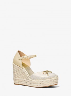 Michael Kors Nori Metallic Leather and Linen Złote | SN-MK27613