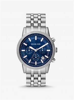 Michael Kors Oversized Hutton Silver-Tone Watch Srebrne | SN-MK28328
