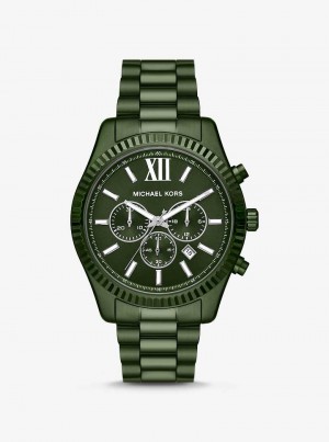 Michael Kors Oversized Lexington Green-Tone Oliwkowe | SN-MK28254