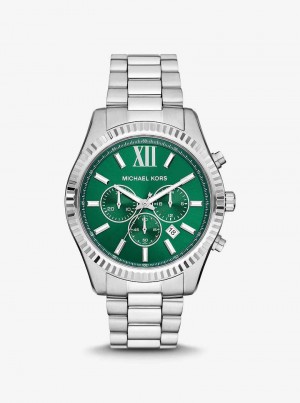 Michael Kors Oversized Lexington Silver-Tone Srebrne | SN-MK28256