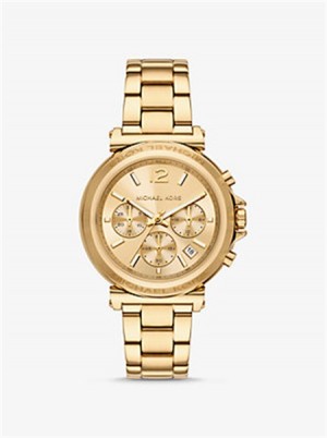 Michael Kors Oversized Maren Gold-Tone Watch Złote | SN-MK28304