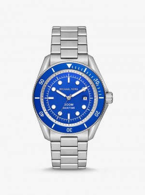 Michael Kors Oversized Maritime Silver-Tone Srebrne | SN-MK28281