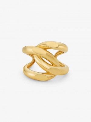 Michael Kors Oversized Precious Metal-Plated Brass Curb-Link Cuff Złote | SN-MK27720