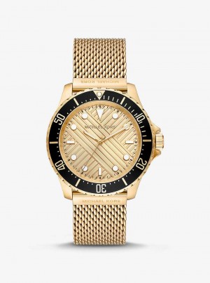 Michael Kors Oversized Slim Everest Gold-Tone Mesh Złote | SN-MK28264
