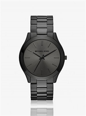 Michael Kors Oversized Slim Runway Black-Tone Watch Czarne | SN-MK28329