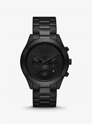 Michael Kors Oversized Slim Runway Black-Tone Watch Czarne | SN-MK28359