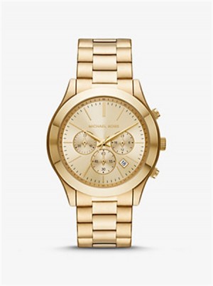 Michael Kors Oversized Slim Runway Gold-Tone Watch Złote | SN-MK28433