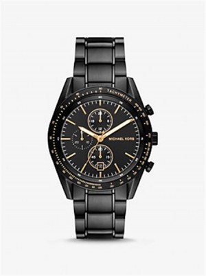 Michael Kors Oversized Warren Black-Tone Watch Czarne | SN-MK28432
