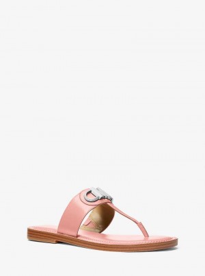 Michael Kors Parker Leather T-Strap Różowe | SN-MK27537