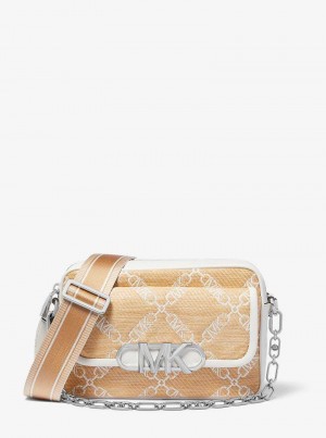 Michael Kors Parker Medium Empire Logo Jacquard Straw Kolorowe | SN-MK27142