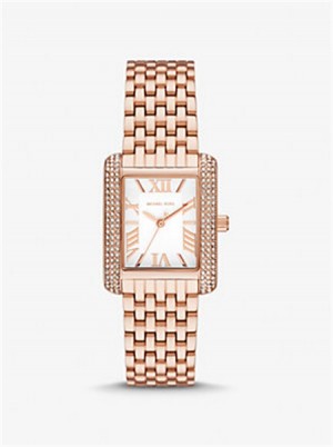Michael Kors Petite Emery Pavé Rose Gold-Tone Watch Różowe Złote | SN-MK28428