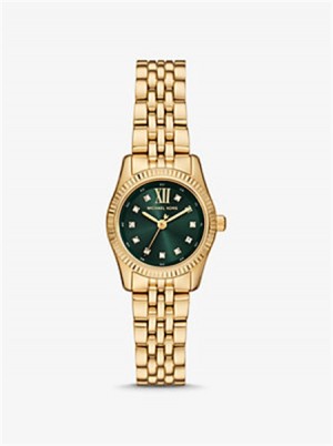 Michael Kors Petite Lexington Pavé Gold-Tone Watch Złote | SN-MK28321