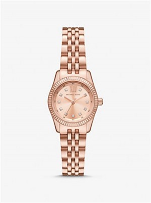 Michael Kors Petite Lexington Pavé Rose Gold-Tone Watch Różowe Złote | SN-MK28323