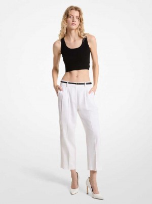 Michael Kors Pleated Linen Blend Białe | SN-MK26537