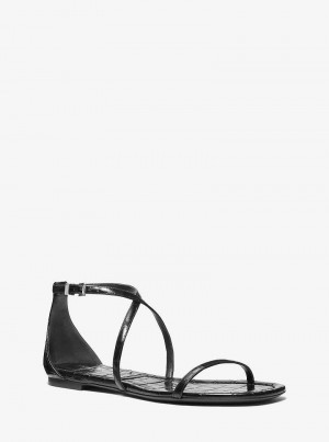 Michael Kors Polly Crocodile Embossed Leather Czekolada | SN-MK27686