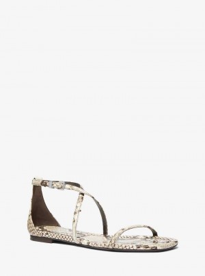 Michael Kors Polly Python Embossed Leather Beżowe | SN-MK27709