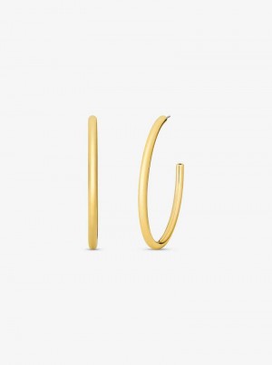 Michael Kors Precious-Metal Plated Brass Large Hoop Złote | SN-MK27769