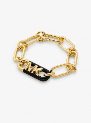 Michael Kors Precious Metal-Plated Brass and Acetate Empire Logo Złote | SN-MK27724
