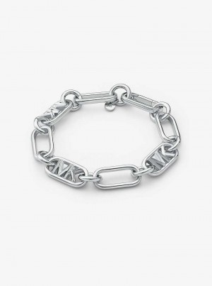 Michael Kors Precious Metal-Plated Brass Chain Link Srebrne | SN-MK27741