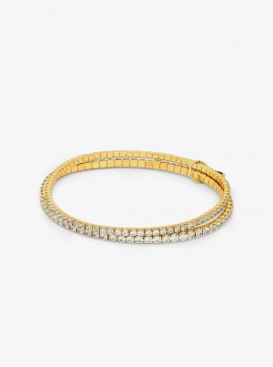 Michael Kors Precious Metal-Plated Brass Double Wrap Tennis Złote | SN-MK27744
