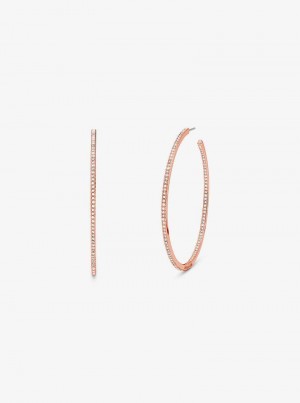Michael Kors Precious Metal-Plated Brass Pavé Hoop Różowe Złote | SN-MK27759