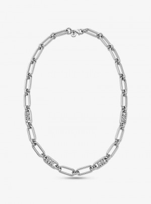 Michael Kors Precious Metal-Plated Brass Chain Link Srebrne | SN-MK27811