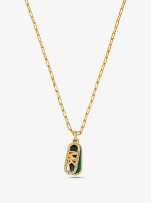 Michael Kors Precious Metal-Plated Brass and Acetate Pavé Empire Logo Złote | SN-MK27818