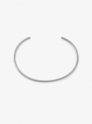 Michael Kors Precious Metal-Plated Brass Collar Srebrne | SN-MK27823
