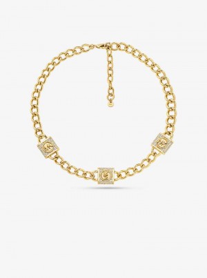 Michael Kors Precious Metal-Plated Brass Pavé Lock Trio Złote | SN-MK27826
