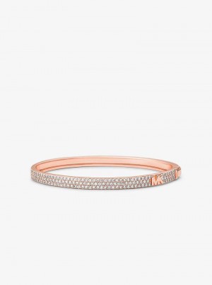 Michael Kors Precious Metal-Plated Sterling Silver Pavé Logo Różowe Złote | SN-MK27715