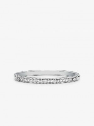 Michael Kors Precious Metal-Plated Sterling Silver Pavé Srebrne | SN-MK27729