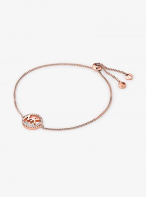 Michael Kors Precious Metal-Plated Sterling Silver Logo Slider Różowe Złote | SN-MK27731